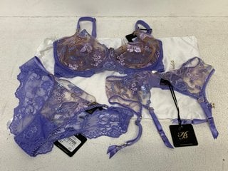 HONEY BIRDETTE WHITNEY WISTERIA 3 PIECE LINGERIE SET SIZE UK S/M/34G - COMBINED RRP £255: LOCATION - BOOTH