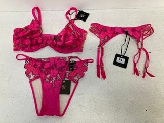 HONEY BIRDETTE ALLIE HOT PINK 3 PIECE LINGERIE SET SIZE UK S/34G - COMBINED RRP £260: LOCATION - BOOTH