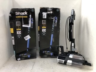 3 X ASSORTED HOOVERS TO INCLUDE SHARK CORDLESS SICK ANTI HAIR WRAP VACUUM: LOCATION - D15