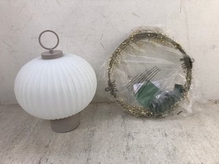 INDOOR/OUTDOOR GLASS LANTERN BY KELLY HOPPEN TO INCLUDE PRE-LIT BEADED SPHERE BY SARA DAVIES: LOCATION - D16