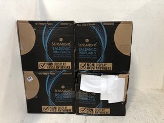 4 BOXES OF SENSATION BALSAMIC VINEGAR & CARAMELISED FLAVOURED POTATO CRISPS - 12 X 150G PACKS - BBE 12/10/24 (SOME ITEMS MAY BE PAST THE BBE DATE): LOCATION - C17