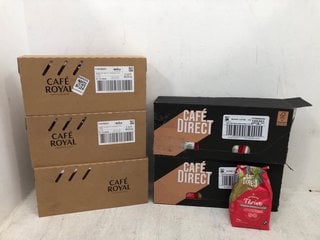 QTY OF ASSORTED COFFEE ITEMS TO INCLUDE BOX OF CAFE ROYAL SWITZERLAND TIRAMISU COFFEE PODS BBE 31/10/24: LOCATION - C9