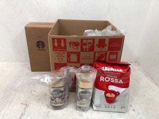 QTY OF ASSORTED COFFEE ITEMS TO INCLUDE 100G BAG OF LAVAZZA QUALITA ROSSA GROUND COFFEE BBE 30/05/26: LOCATION - C9