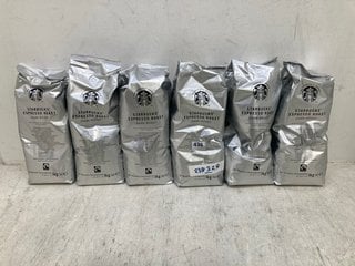 6 X STARBUCKS ESPRESSO ROAST DARK 1KG ROAST COFFEE BEANS BBE 09/06/025: LOCATION - C8