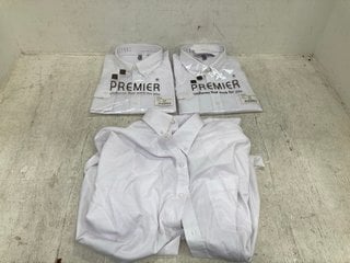 3 X PREMIER OXFORD SHIRTS IN WHITE 18" 46CM SIZE XL/2X: LOCATION - C7