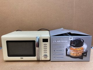 TOSHIBA MICROWAVE OVEN IN BLACK MODEL: MM-MM20P(WH) TO INCLUDE 17L DELUXE HALOGEN AIR FRYER: LOCATION - C1