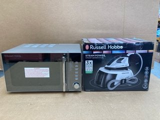 RUSSELL HOBBS STEAM POWER GENERATOR IN BLACK/WHITE TO INCLUDE RUSSELL HOBBS COMPACT DIGITAL MICROWAVE IN SILVER MODEL: RHM2017: LOCATION - C1