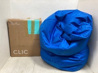 2 X LARGE BEAN BAGS IN BLUE TO INCLUDE CLIC STROLLER IN COBBLE: LOCATION - B3