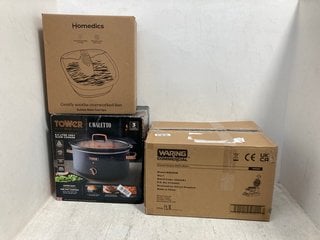 3 X ASSORTED HOUSEHOLD ITEMS TO INCLUDE TOWER 6.5 LITER SLOW COOKER IN GREY/ROSE GOLD: LOCATION - B4