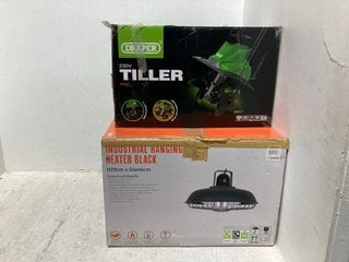 DRAPER 230V TILLER TO INCLUDE INDUSTRIAL HANGING HEATER IN BLACK: LOCATION - B6