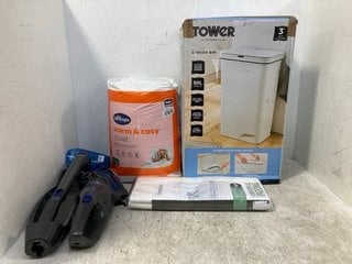 QTY OF ASSORTED HOUSEHOLD ITEMS TO INCLUDE TOWER 50 LITER SENSOR BIN IN WHITE: LOCATION - B7