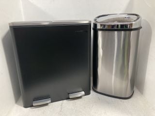 TOWER 58L SQUARE SENSOR BIN IN BLACK TO INCLUDE SONGMICS 60L DOUBLE PEDAL BIN IN BLACK: LOCATION - B7