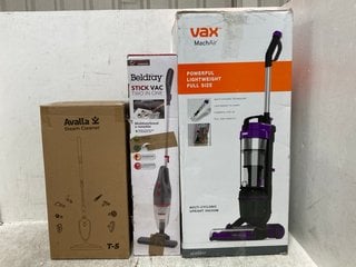 VAX MACHAIR MULTICYCLONIC UPRIGHT VACUUM IN GREY/PURPLE TO INCLUDE BELDRAY STICK VAC TWO IN ONE: LOCATION - B8