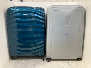 SAMSONITE S'CURE SPINNER S 4 WHEELED LARGE SUITCASE IN SILVER - RRP £135 TO INCLUDE SAMSONITE LITE-SHOCK SPINNER 4 WHEELED LARGE SUITCASE - RRP £435: LOCATION - B9