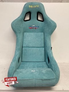 NRG INNOVATIONS PRISMA FIXED BACK BUCKET RACING SEAT WITH BOTTOM MOUNT BRACKET IN TEAL - RRP £365: LOCATION - BOOTH