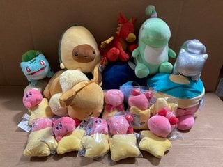 QTY OF ASSORTED KIDS PLUSHIES TO INCLUDE SILVER SNORLAX: LOCATION - A17