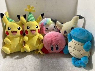 QTY OF ASSORTED KIDS PLUSHIES TO INCLUDE LARGE KIRBY PLUSH: LOCATION - A16