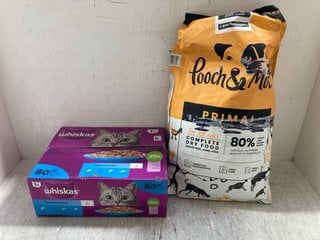 POOCH & MUTT PRIMAL DRY DOG FOOD 10KG - BBE 13/11/25 TO INCLUDE WHISKAS FISH FAVOURITES CAT FOOD - BBE 25/1/26: LOCATION - A16