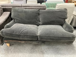 LOAF.COM LARGE 3 SEATER SOFA IN MIDNIGHT GREEN CLEVER VELVET: LOCATION - B8