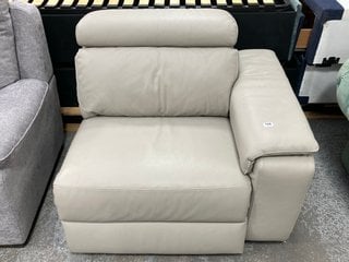 NICOLETTI HOME PARTIAL 1 ARM POWER RECLINER LEATHER SOFA UNIT IN STONE GREY LEATHER: LOCATION - B8