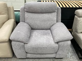 STANDARD STYLE STATIC ARMCHAIR IN LIGHT STONE GREY HERRINGBONE WEAVE FABRIC: LOCATION - B8