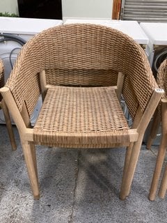 PAIR OF JOHN LEWIS & PARTNERS BURFORD DINING CHAIRS IN NATURAL WOVEN RATTAN AND WOOD DESIGN - RRP £278: LOCATION - D1