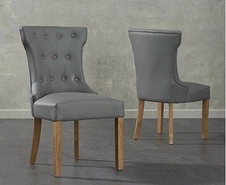 CLARA/ELLEN GREY FAUX DINING CHAIRS - PAIRS - RRP £410: LOCATION - B2