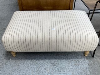 SANJA STRIPE UPHOLSTERED OTTOMAN - OFF WHITE - ONE SIZE - RRP £650: LOCATION - C2