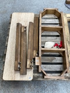 IRA TRAVERTINE & MANGO WOOD CONSOLE TABLE - RRP £895: LOCATION - C2