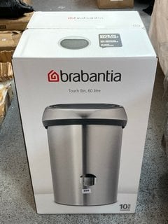 BRABANTIA 60L TOUCH BIN IN BRILLIANT STEEL WITH MATT BLACK LID: LOCATION - BR4