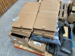 PALLET OF ASSORTED ITEMS TO INCLUDE ASSORTED RING BINDERS, OFFICE CHAIR COMPONENTS AND PACKAGING MATERIALS: LOCATION - A5 (KERBSIDE PALLET DELIVERY)