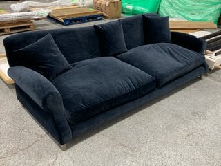 LOAF.COM CRUMPET EXTRA LARGE 4 SEATER SOFA IN LIQUORICE BLUE CLEVER VELVET - RRP £2995: LOCATION - D2