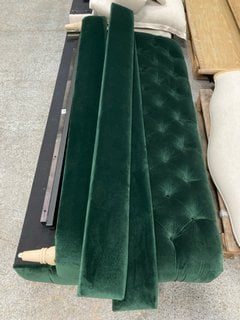 LOAF.COM BEDLINGTON SUPER KING SIZE UPHOLSTERED BED FRAME IN DEEP EMERALD GREEN PLUSH CLEVER VELVET - RRP £1495: LOCATION - D2