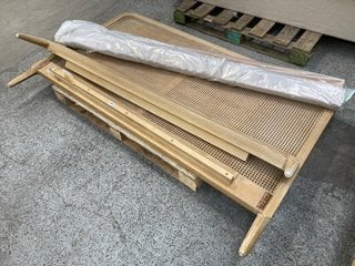 LOAF.COM RIBBON SUPERKING BED FRAME IN OAK RRP - £1595: LOCATION - D3 (KERBSIDE PALLET DELIVERY)