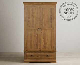 BURFORD RUSTIC SOLID OAK DOUBLE WARDROBE - RRP £849: LOCATION - B2