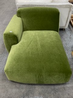 LOAF.COM SQUISHBLOCKS CHAISE SOFA SEAT IN GRASS CLIPPING CLEVER VELVET: LOCATION - D3