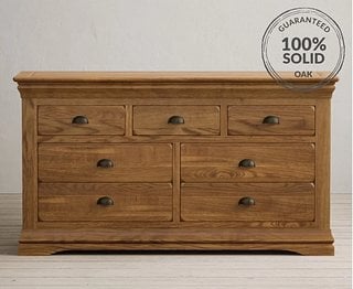 BURFORD RUSTIC SOLID OAK 7 DRAWER CHEST - RRP £549: LOCATION - B3