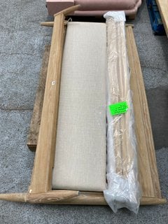 LOAF.COM COCO SUPERKING BED FRAME IN OAK & PORRIDGE FABRIC RRP - £1495: LOCATION - D3 (KERBSIDE PALLET DELIVERY)