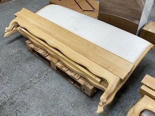 LOAF.COM COCO SUPERKING BED FRAME IN OAK & NATURAL COTTON LINEN FABRIC RRP - £1495: LOCATION - C3 (KERBSIDE PALLET DELIVERY)