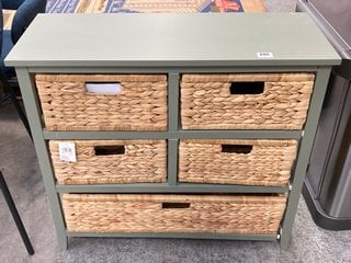 JOHN LEWIS & PARTNERS PINE 5 DRAWER UNIT IN SAGE & NATURAL: LOCATION - C4