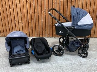 VENICCI 3 IN 1 TRAVEL SYSTEM WITH RAIN COVER IN BLACK & BLUE: LOCATION - A5