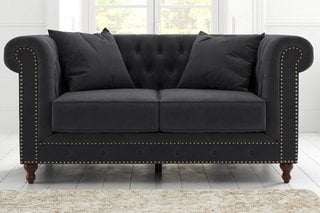 WESTMINSTER/WELLINGTON DARK GREY VELVET 2 SEATER SOFA - RRP £779: LOCATION - B3