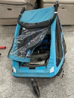 KLARFIT GOKIDDO 2 IN 1 BIKE TRAILER & STROLLER IN BLUE: LOCATION - C6