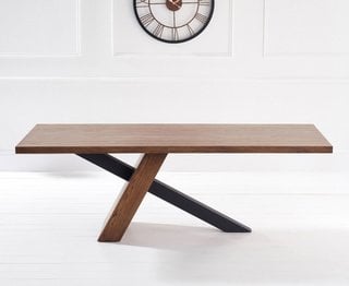 MICHIGAN 180CM RUSTIC OAK & BLACK LEG DINING TABLE - RRP £799: LOCATION - B4