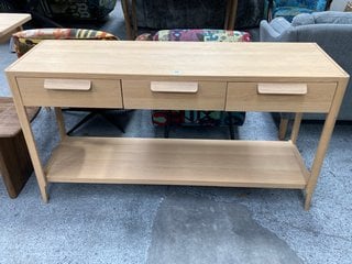 ANDERSON 3 DRAWER CONSOLE TABLE IN LIGHT OAK FINISH: LOCATION - B7