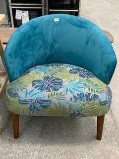 NICE ACCENT STYLE OCCASIONAL ARMCHAIR IN GREEN MULTI PLUSH VELVET FABRIC: LOCATION - B7