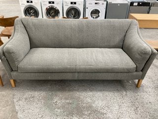 VINTAGE MALONE LARGE 3 SEATER SOFA IN STONE GREY LINEN FABRIC: LOCATION - B7