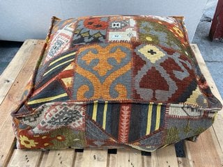 CAVALLI UPHOLSTERED POUF IN MULTI TRADITIONAL DESIGN FABRIC: LOCATION - B7