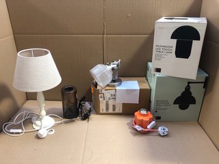 QTY OF ASSORTED LIGHTING ITEMS TO INCLUDE JOHN LEWIS & PARTNERS MUSHROOM LED TOUCH TABLE LAMP: LOCATION - BR5