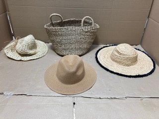 3 X ASSORTED WOMENS STRAW HATS: LOCATION - BR11